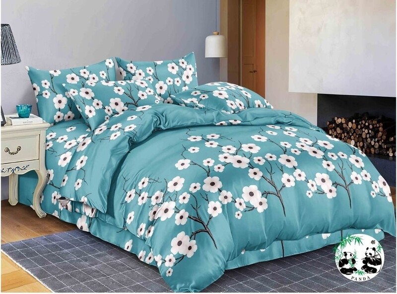 PANDA  QUILT SET- MINT FLORAL
