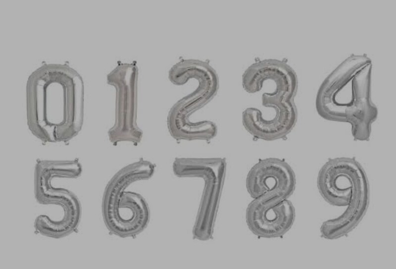 FOIL NUMBER BALLOONS- SILVER