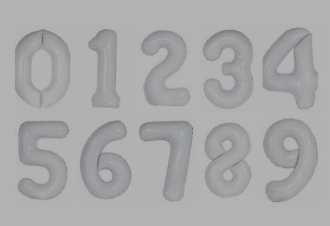 FOIL NUMBER BALLOONS- WHITE