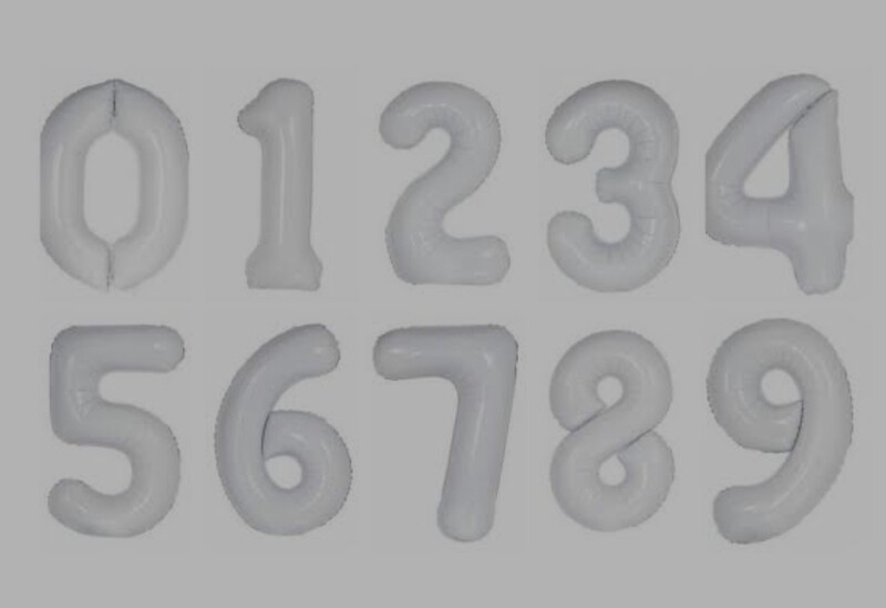FOIL NUMBER BALLOONS- WHITE