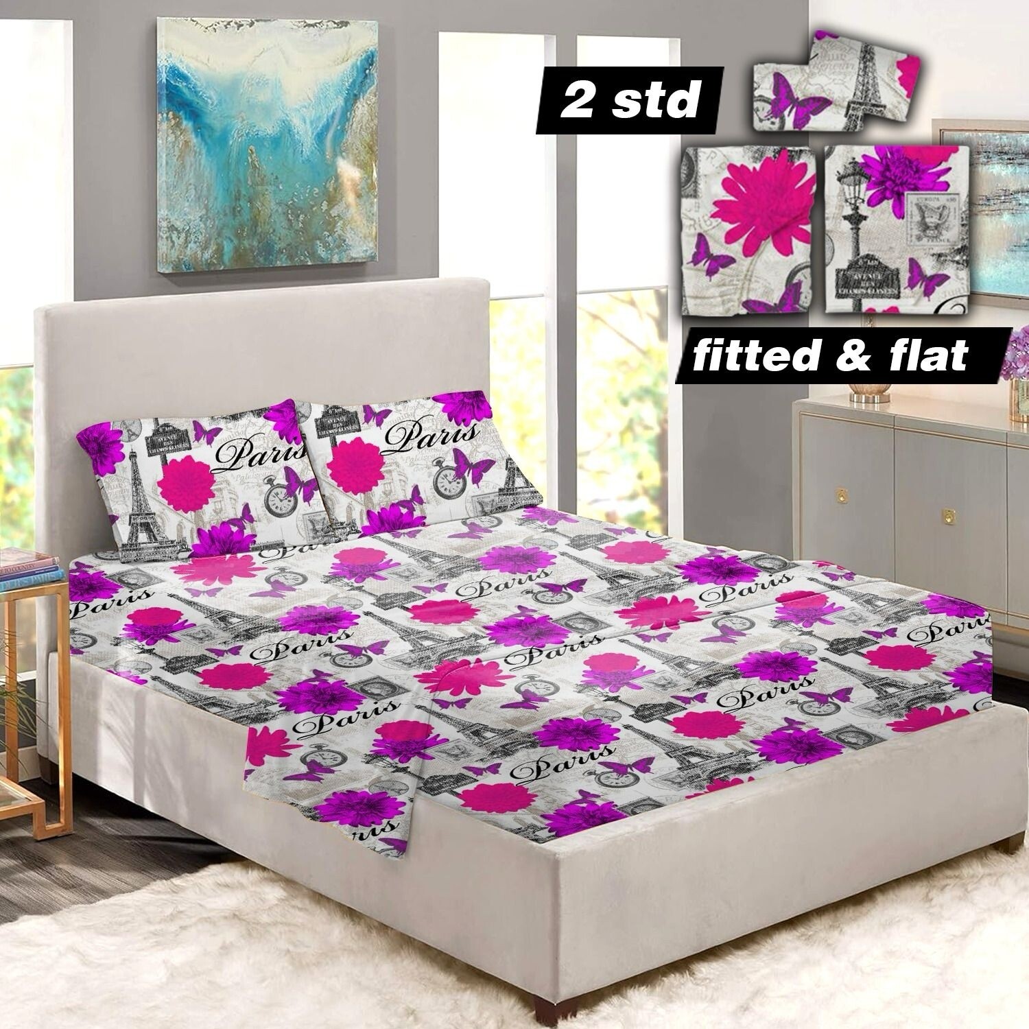 PARIS PINK COTTON SHEET SET