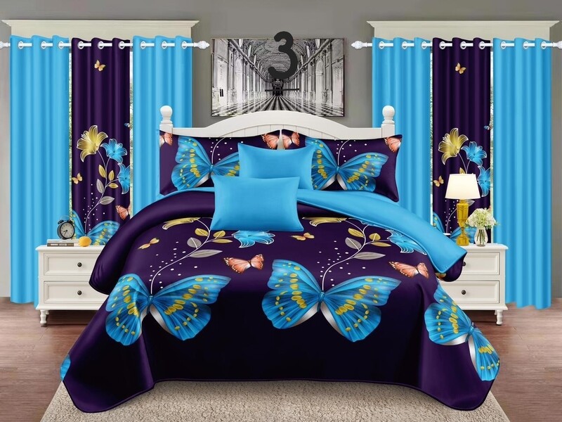 PANDA 7P QUILT SET- BLUE BUTTERFLY