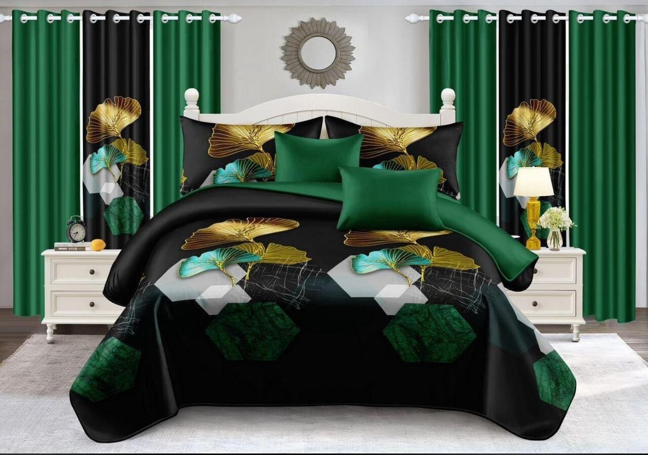 PANDA 7P QUILT SET- 3D EMERALD