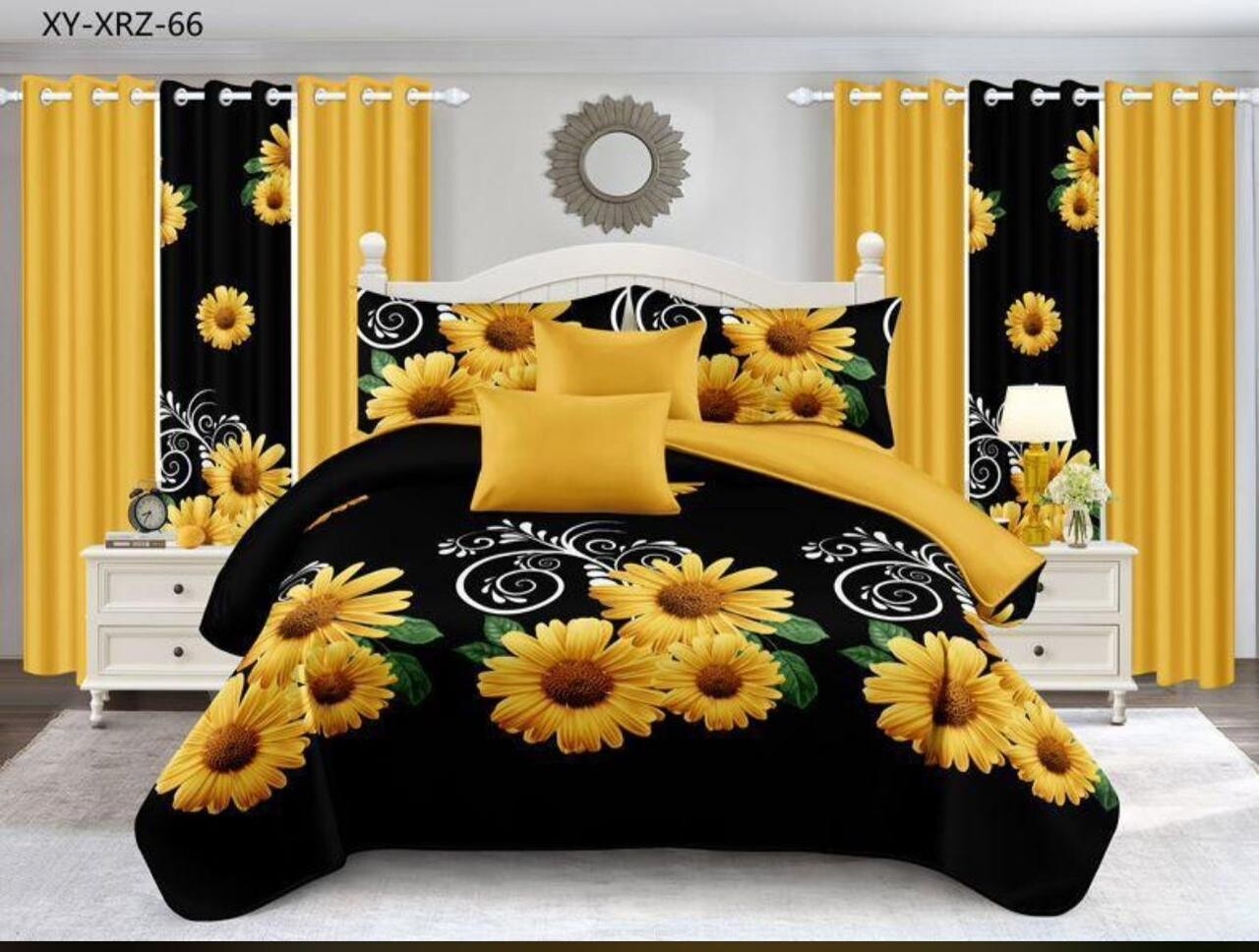 PANDA 7P QUILT SET- SUNFLOWER BLACK