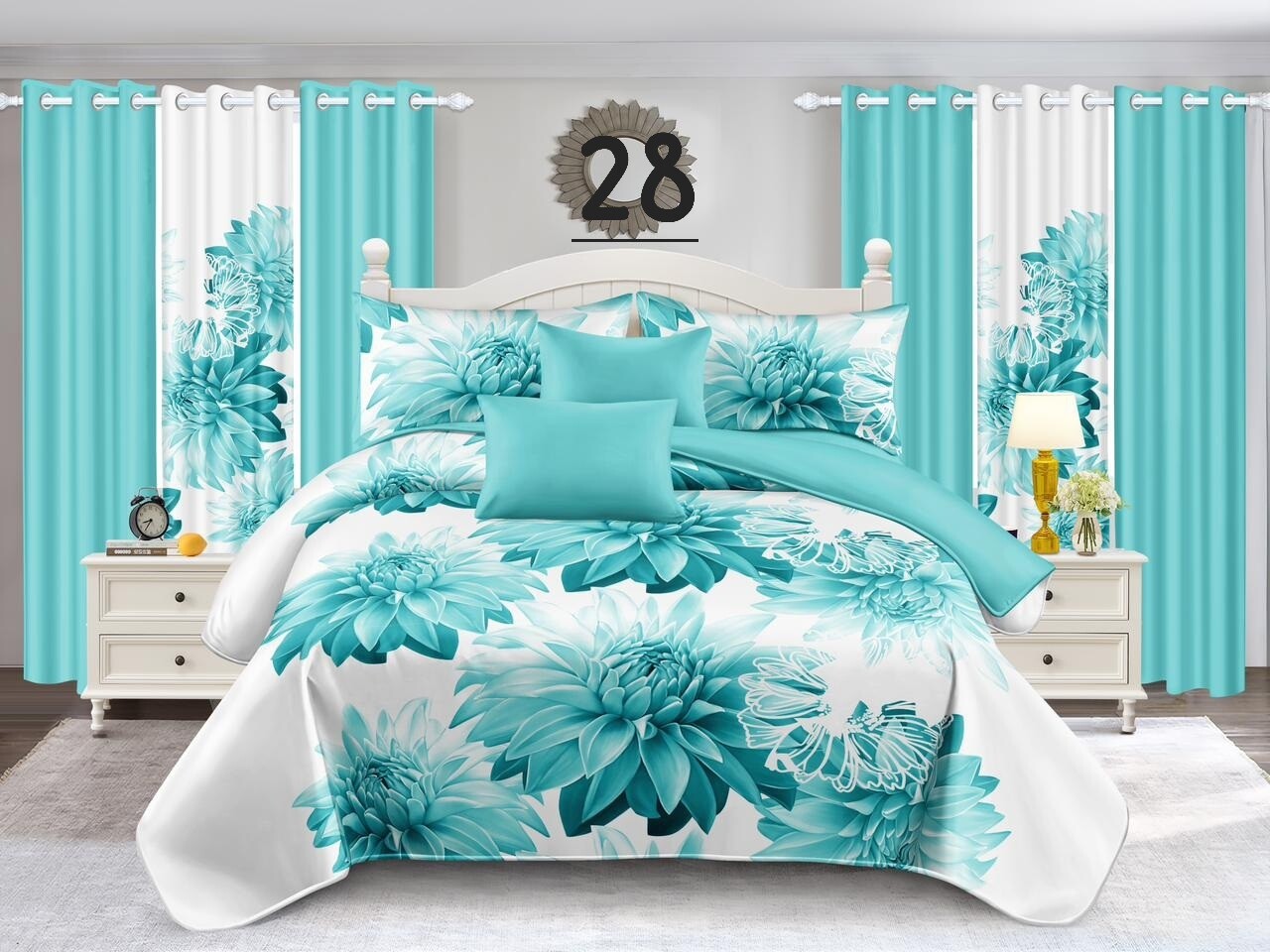 PANDA 7P QUILT SET- MINT FLORAL