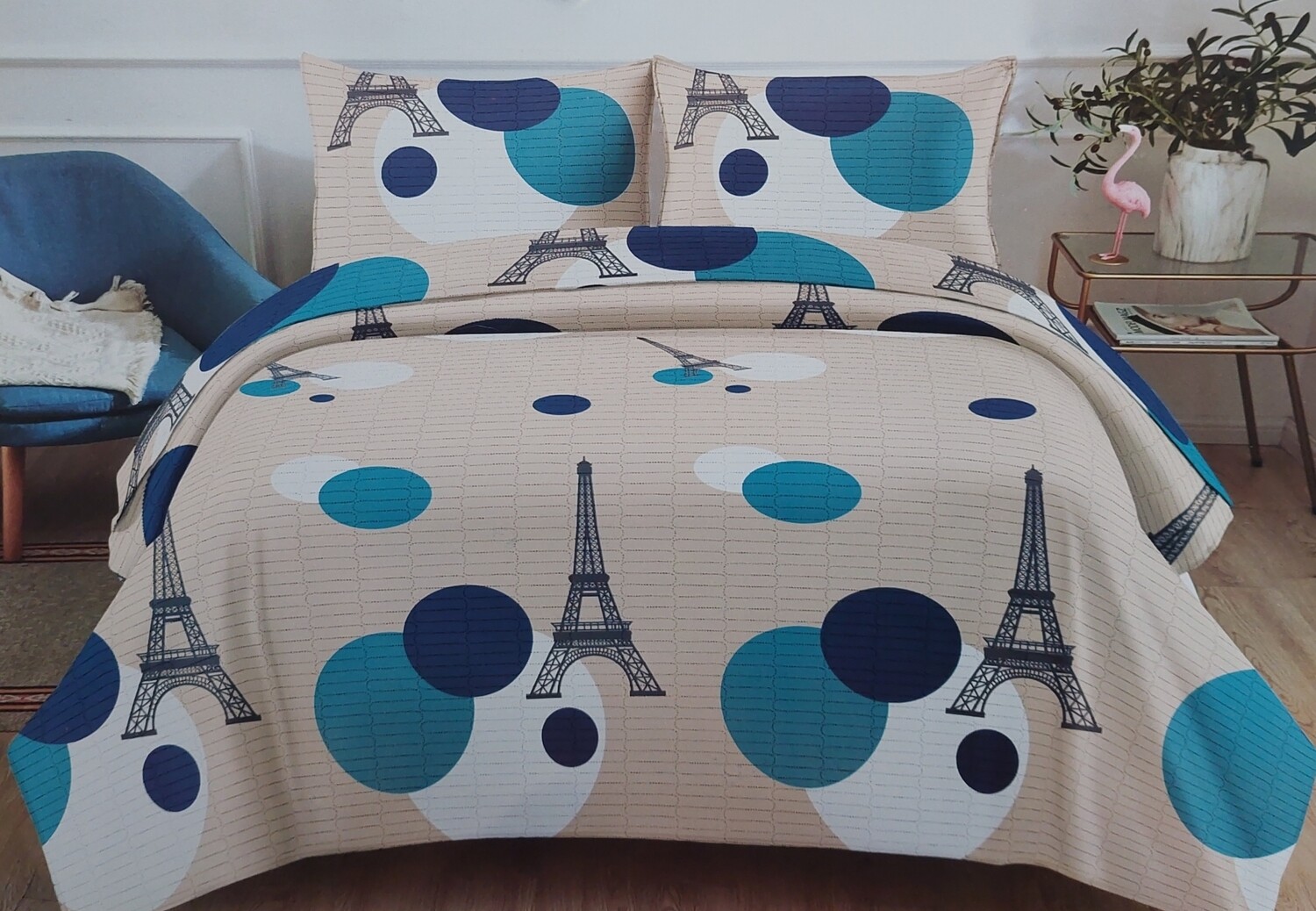 PANDA 7P QUILT SET- PARIS BEIGE