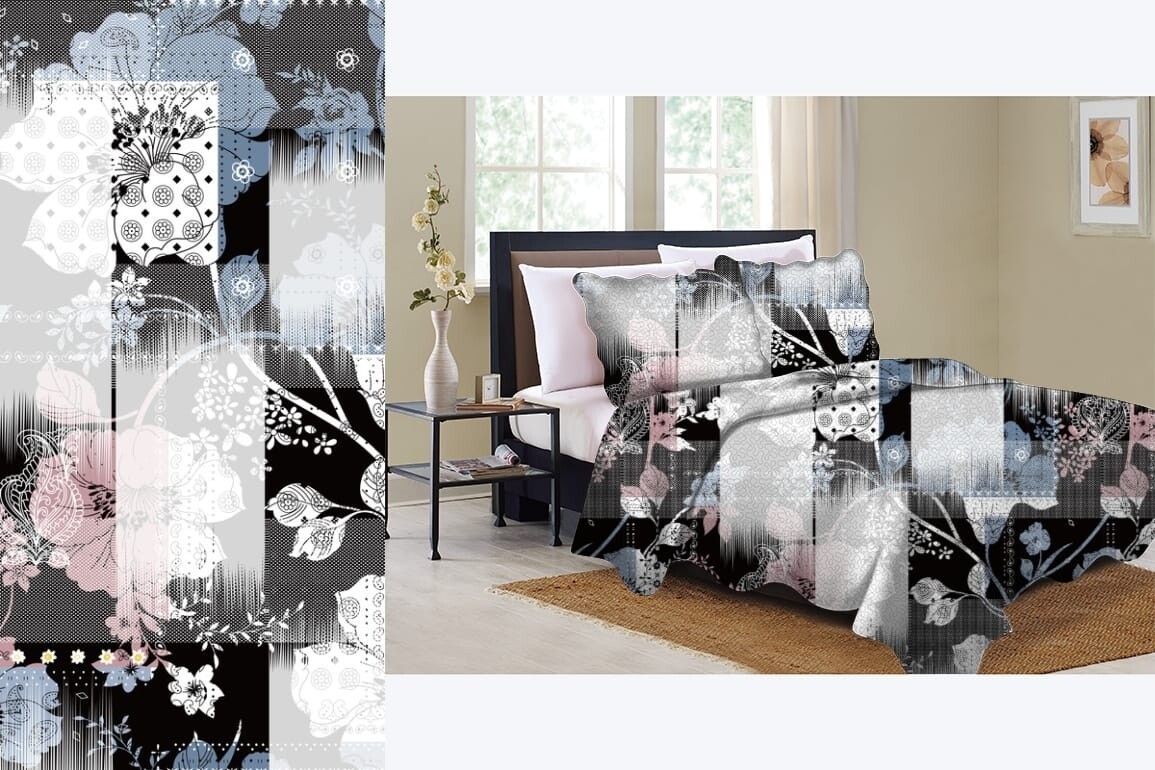 ZM QUILT SET- STORM FLORAL ABSTRACT 