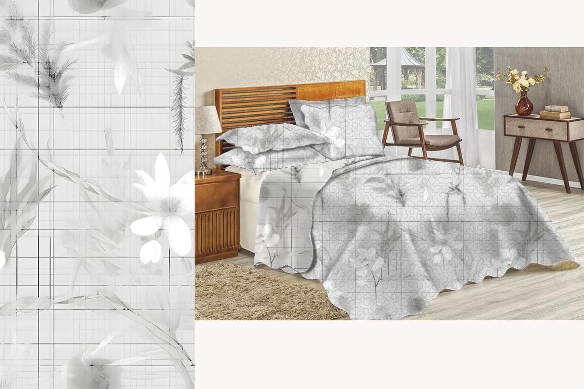 ZM QUILT SET- SILVER FLORAL