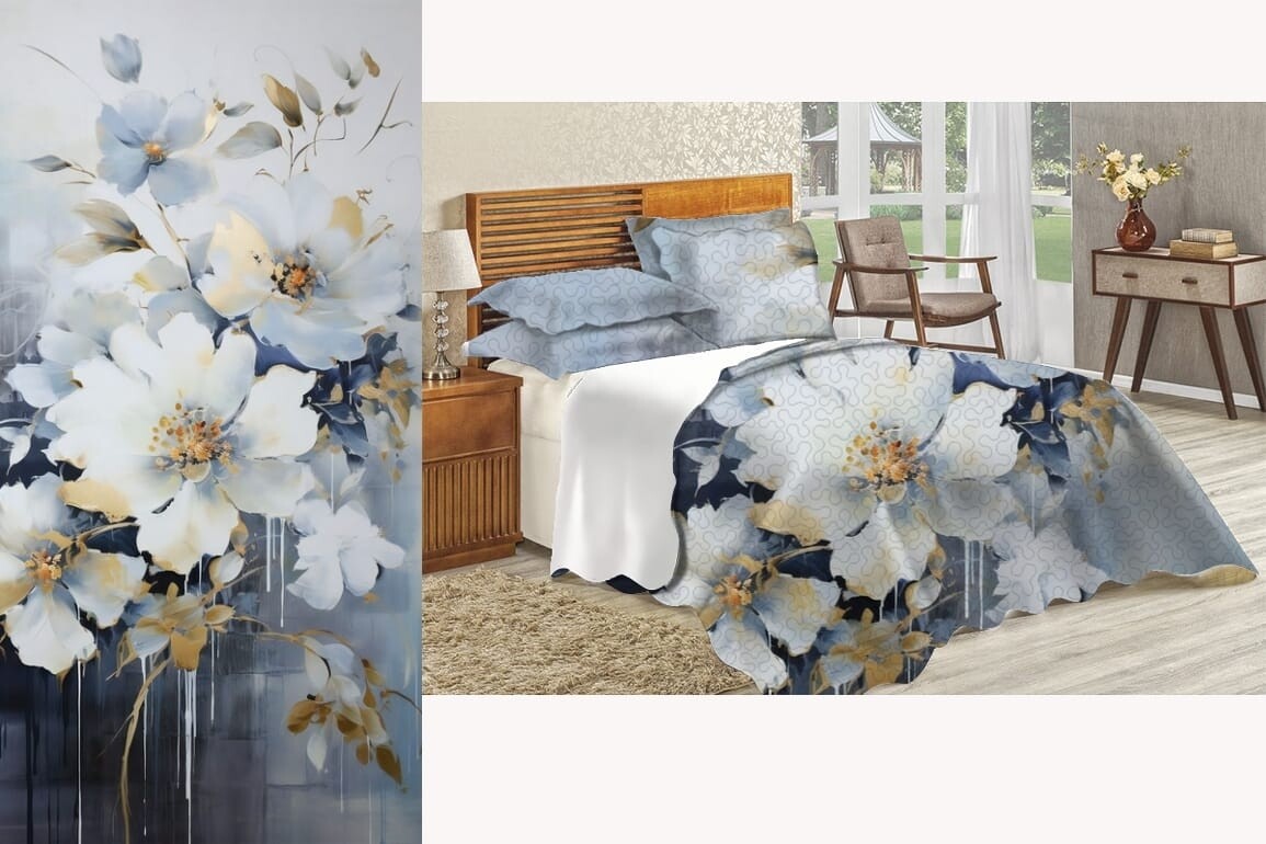 ZM QUILT SET- SAFFIRE FLORAL