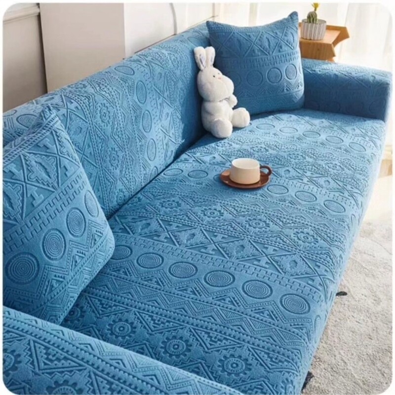 VELVET TEXTURED SOFA COVER- LSHAPE