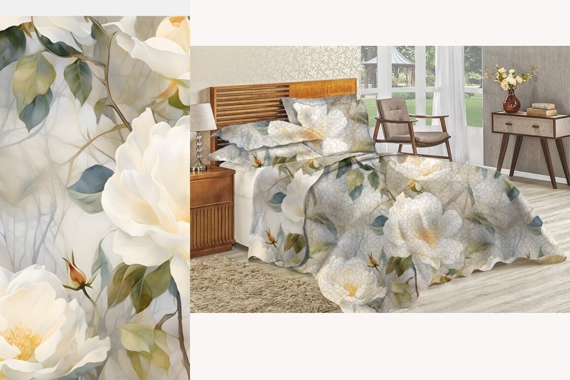 ZM QUILT SET- NUDE FLORAL