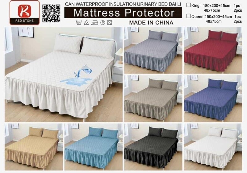 FRILLED LACE QUILTED SHEET SET