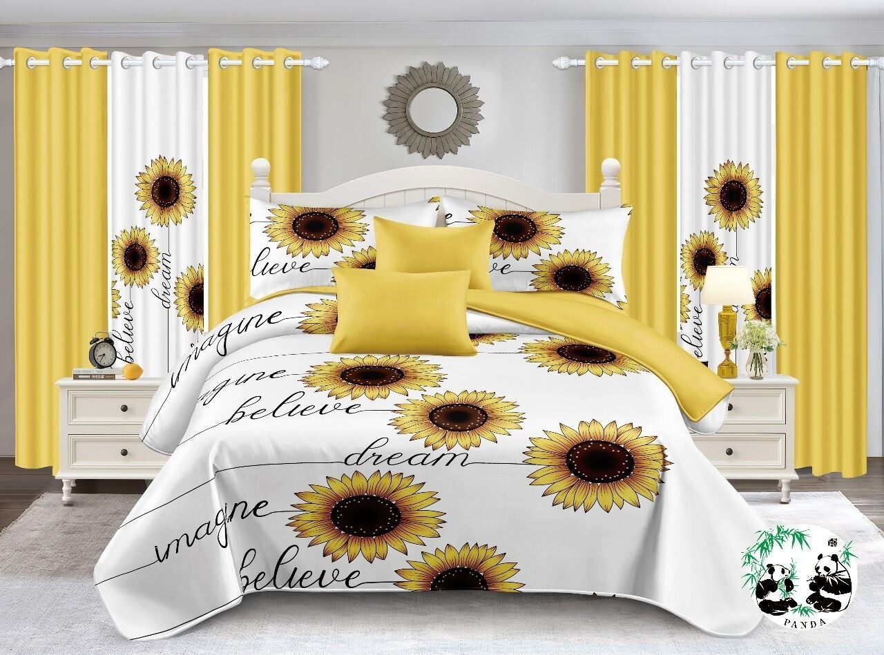 PANDA 7P QUILT SET- SUNFLOWER WHITE