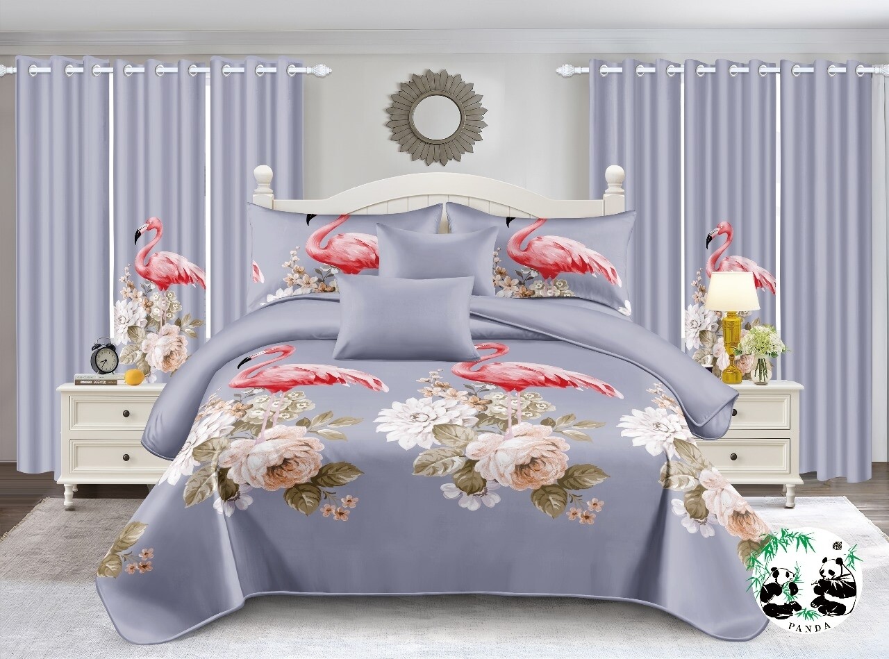 PANDA 7P QUILT SET- FLAMINGO