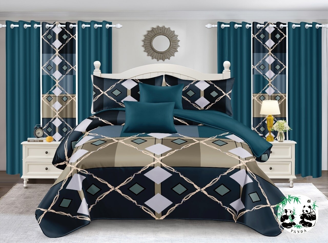 PANDA 7P QUILT SET- DIAMOND TEAL