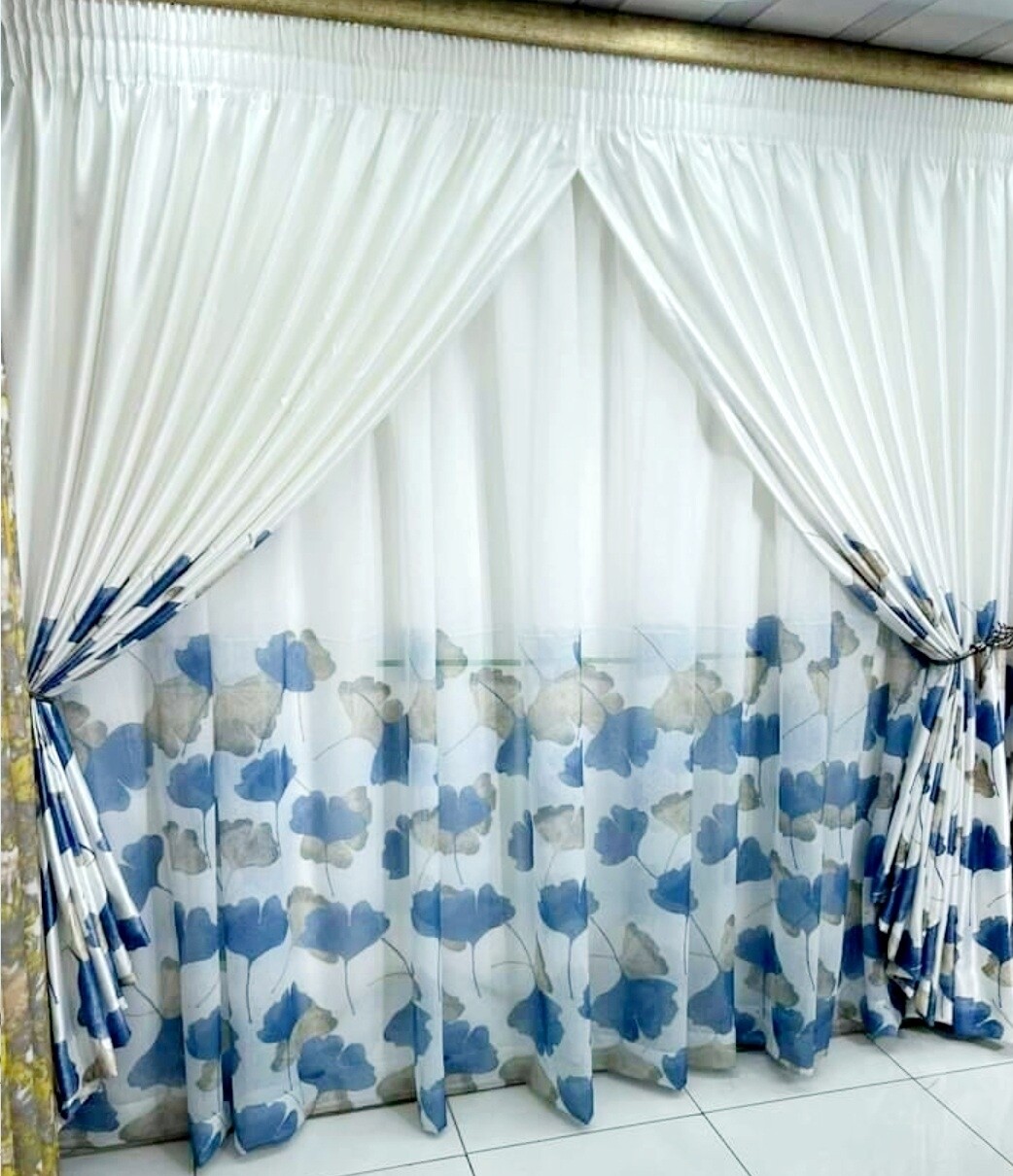 METALLIC BLOCK OUT CURTAIN SET- MOGAN BLUE