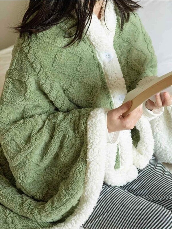 GEOMETRIC SHERPA PONCHO