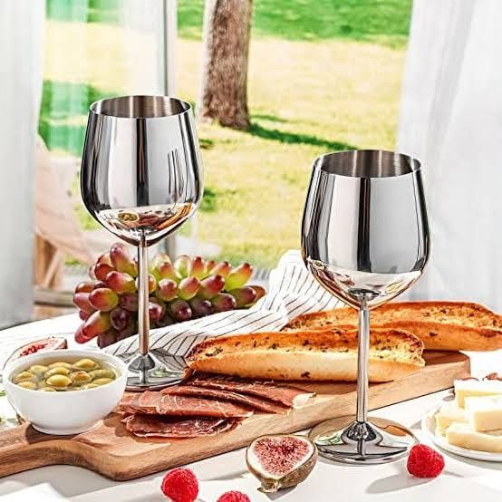 METALLIC WINE GLASSES SILVER