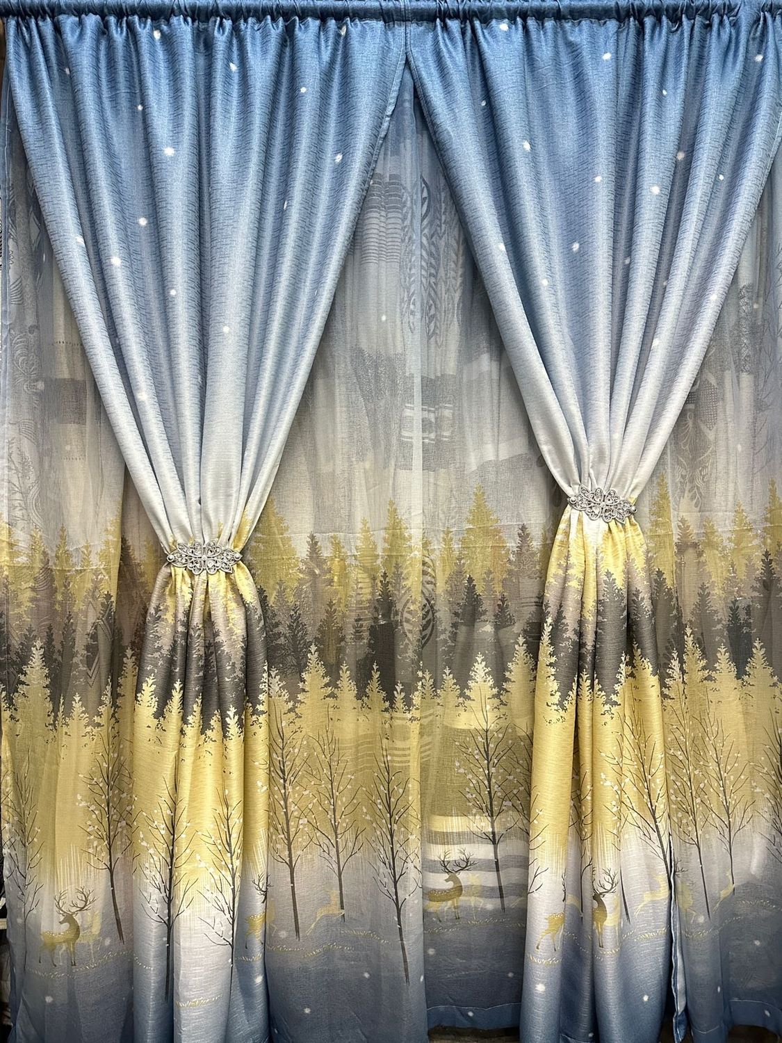 WINTER GRADIENT CURTAIN SET BLUE