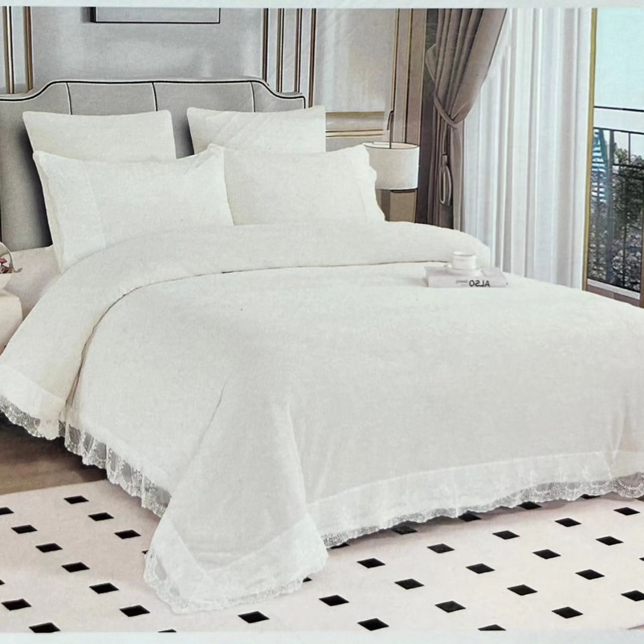 FLEECE SHERPA LACE COMFORTER SET