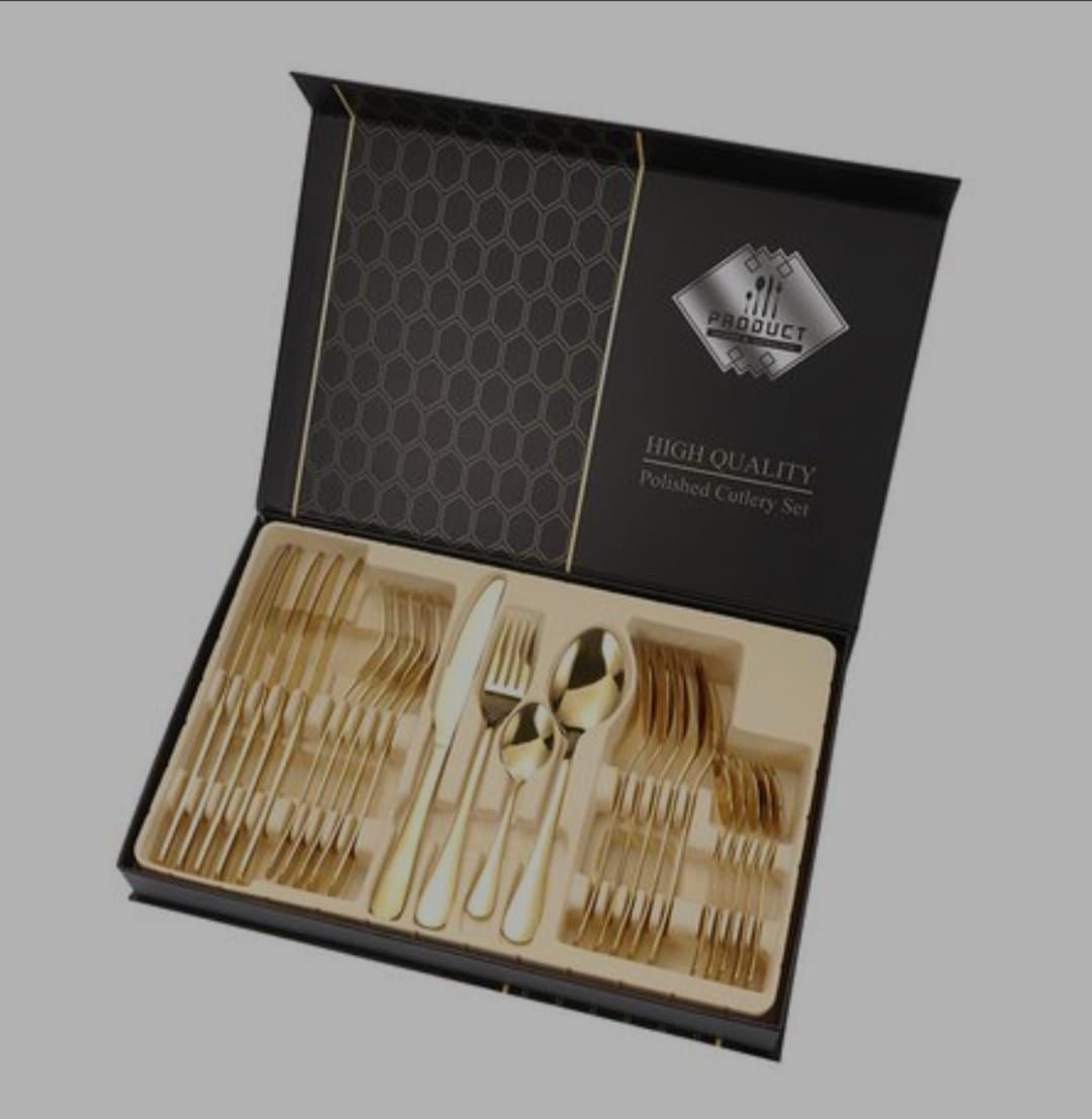 POLISHED CUTLERY SET GOLD 24P