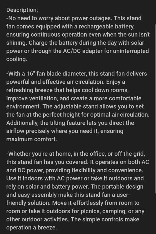 SOLAR FAN 16INCH