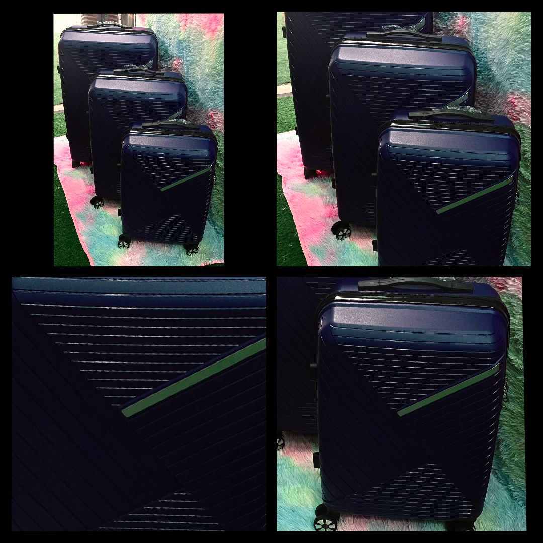 RUBBER PP LUGGAGE BAG SET- BLACK