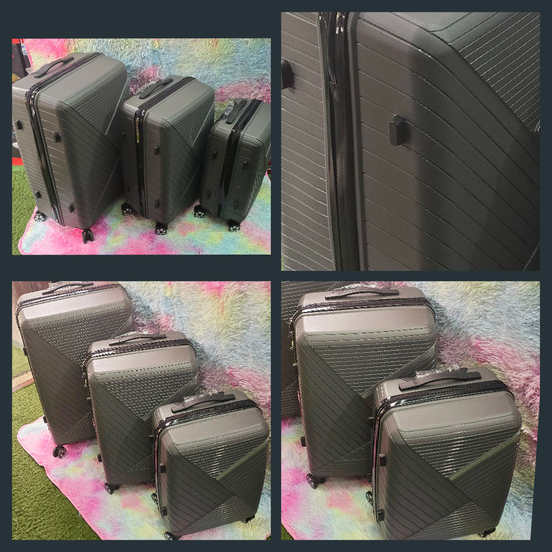 RUBBER PP LUGGAGE BAG SET- GREY