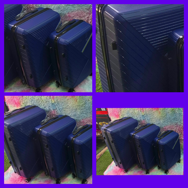 RUBBER PP LUGGAGE BAG SET- NAVY