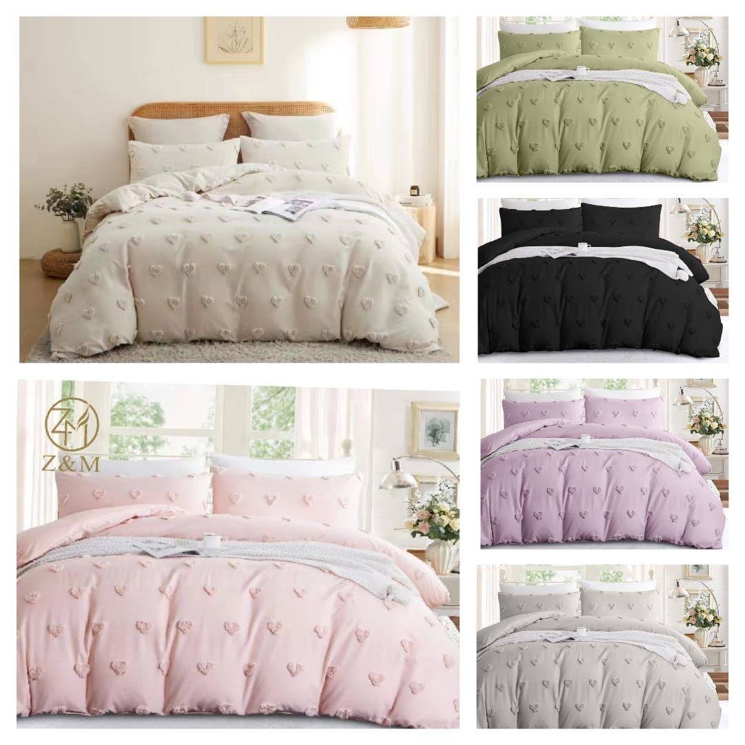 HEART TUFFED COMFORTER SET- BULK
