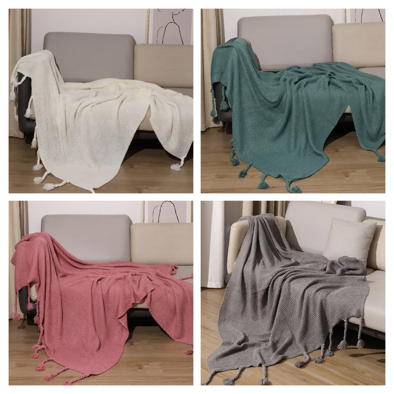 KNITTED CHENILLE WOOL THROWS