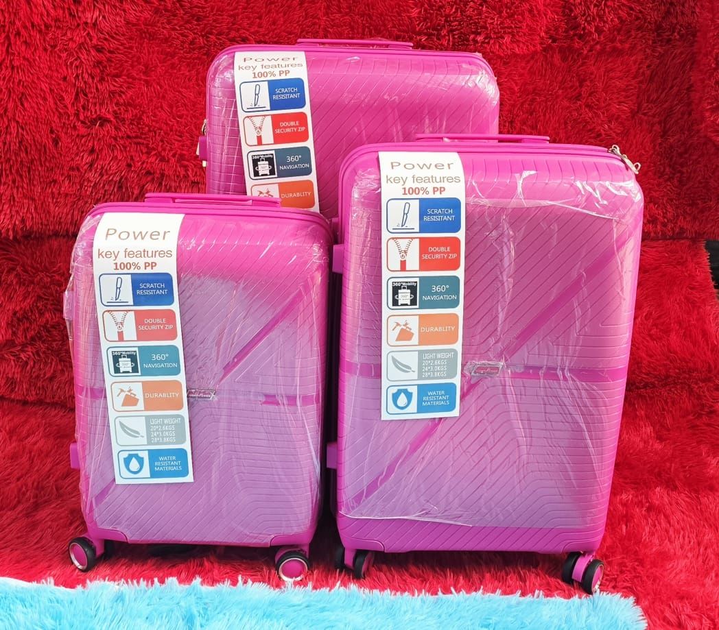 RUBBER PP LUGGAGE BAG SET- SWEET PINK