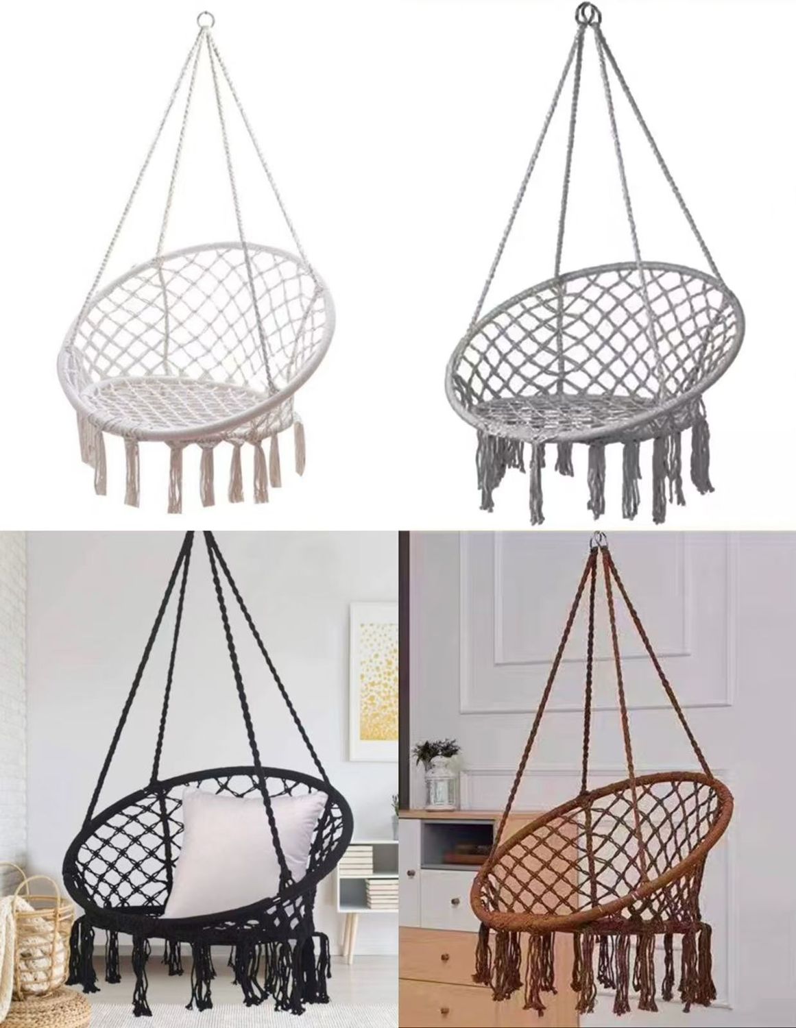 COTTON MACRAME HANGING CHAIRS- BULK