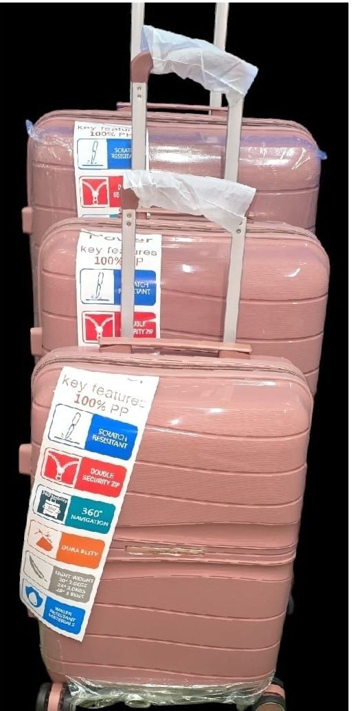 RUBBER PP LUGGAGE BAG SET- DUSTY PINK