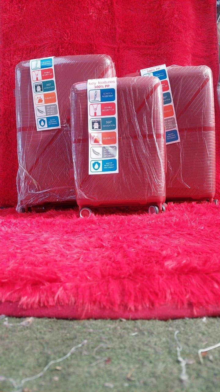 RUBBER PP LUGGAGE BAG SET- MAROON