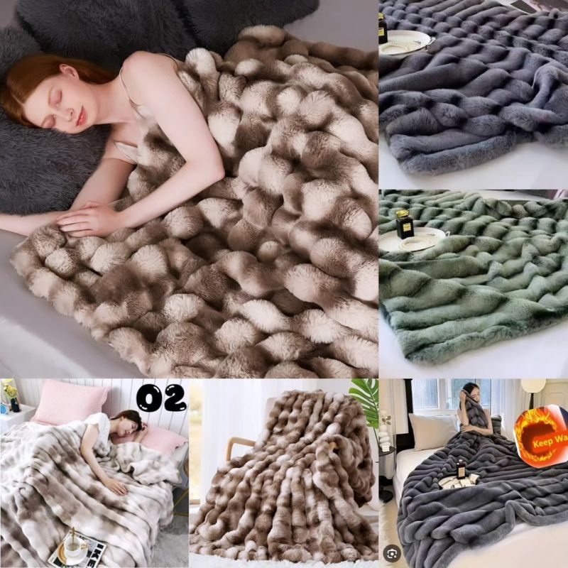 FAUX RABBIT FUR BLANKET