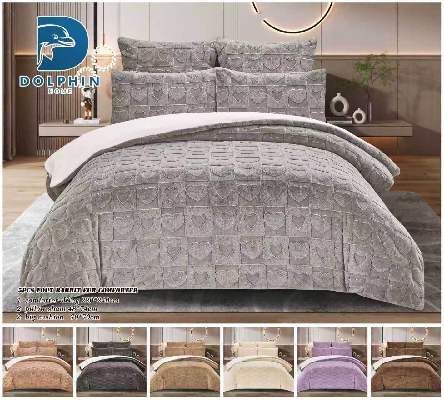 FUR HEART COMFORTER SET