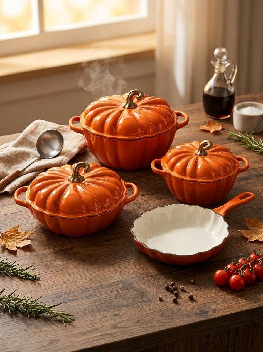 PUMPKIN CAST IRON COOKWARE SET