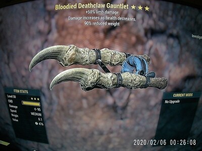 Bloodied 50/90 Deathclaw Gauntlet