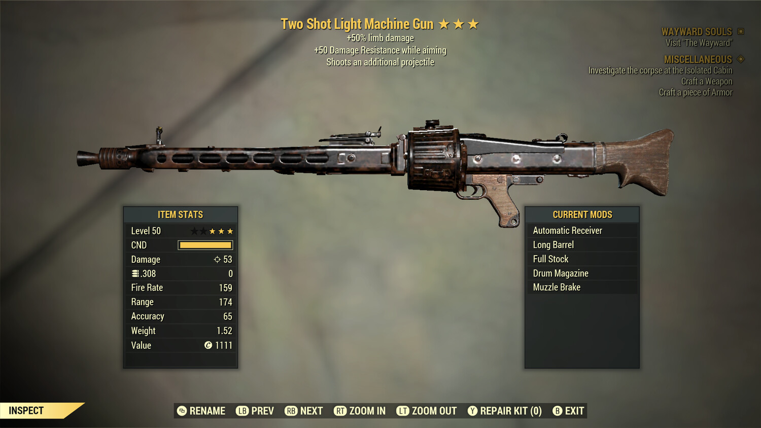 Two Shot 50/50 Light Machine Gun