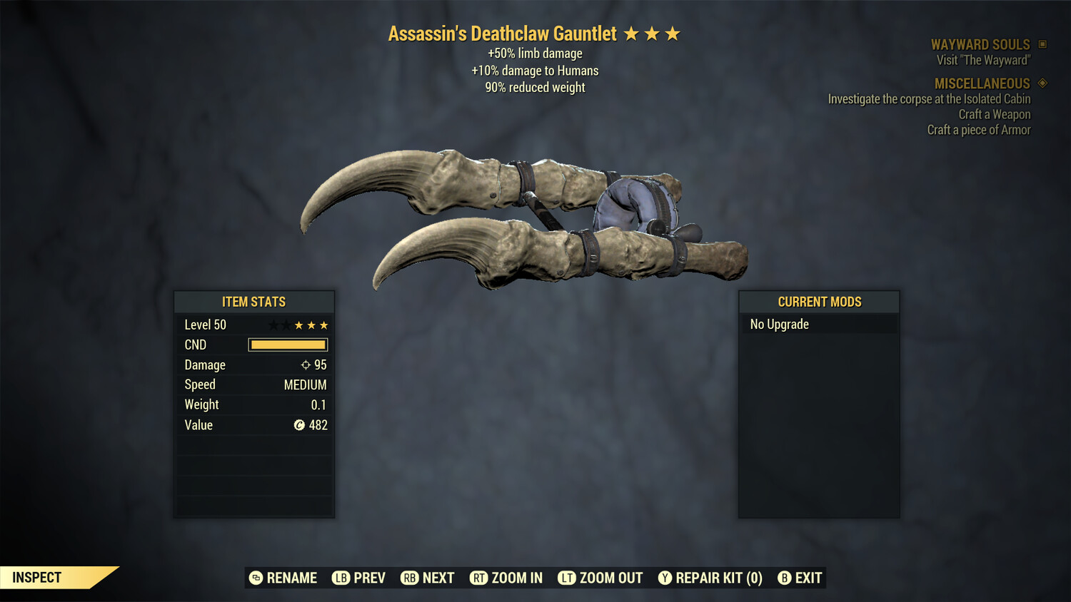 Assassins 50/90 Deathclaw Gauntlet