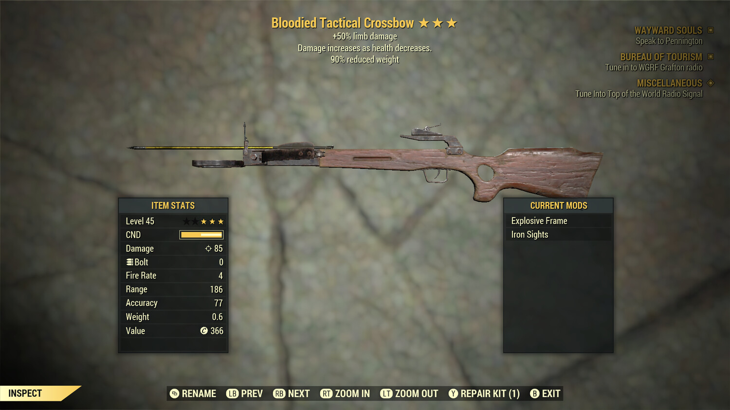 Bloodied 50L/90 Crossbow