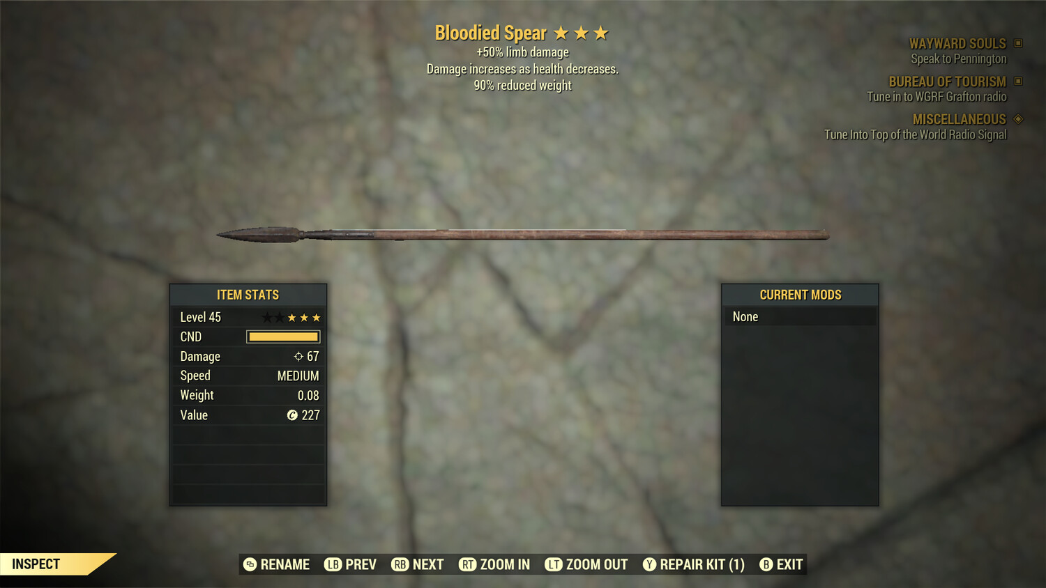 Bloodied 50/90 Spear