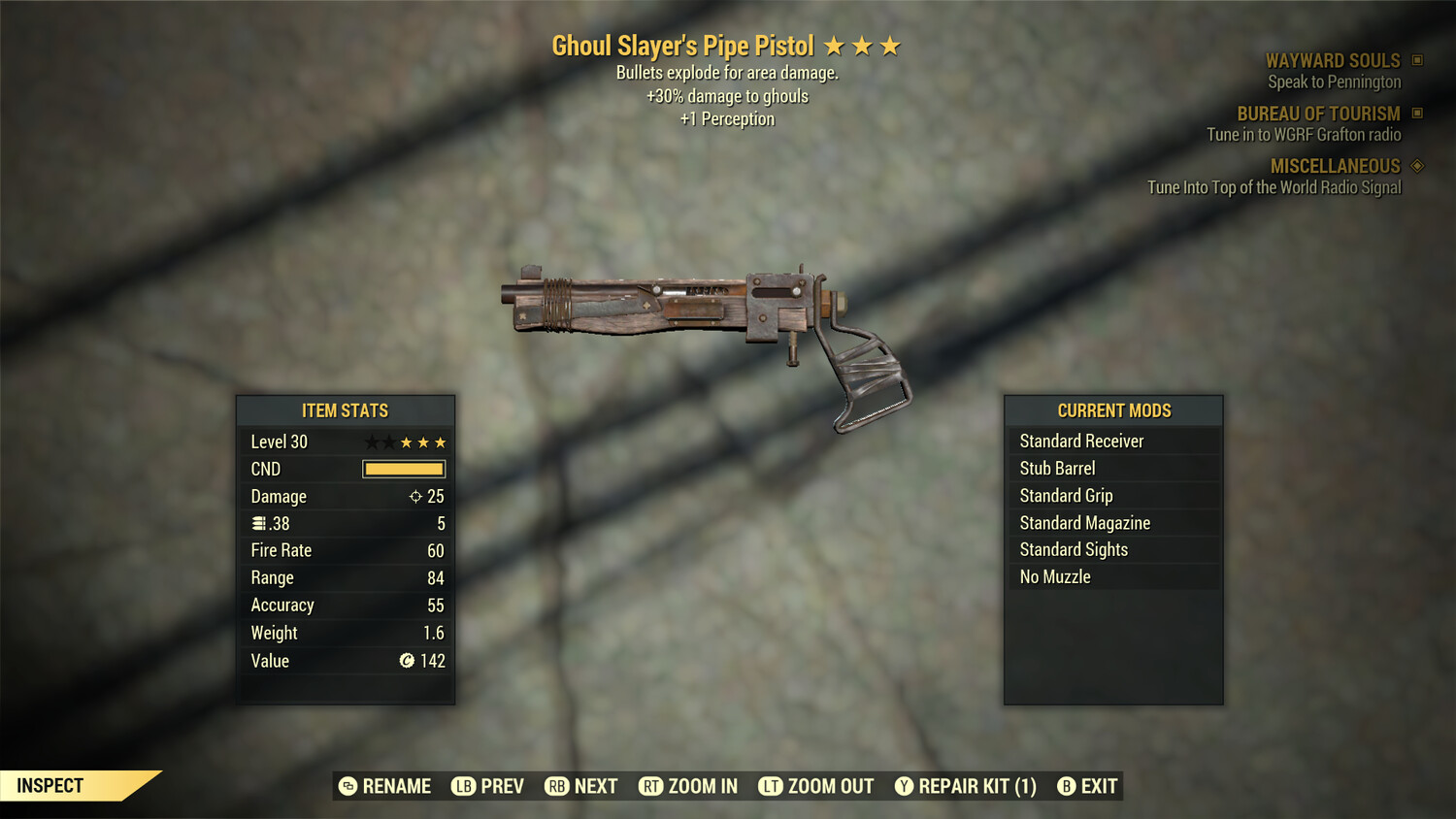 Ghoul Slayers Explosive Pipe Pistol Level 30