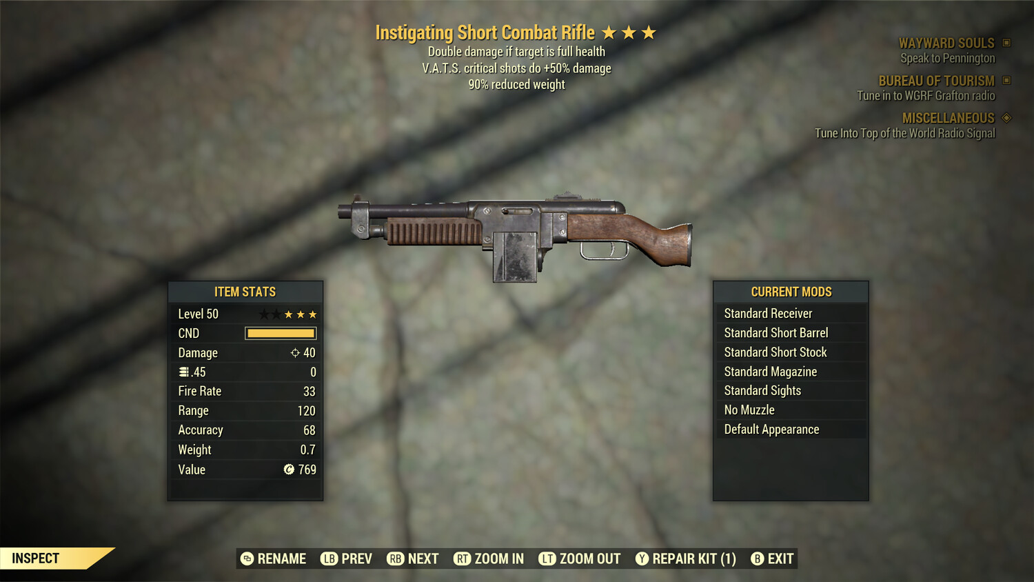 Instigating 50/90 Combat Rifle
