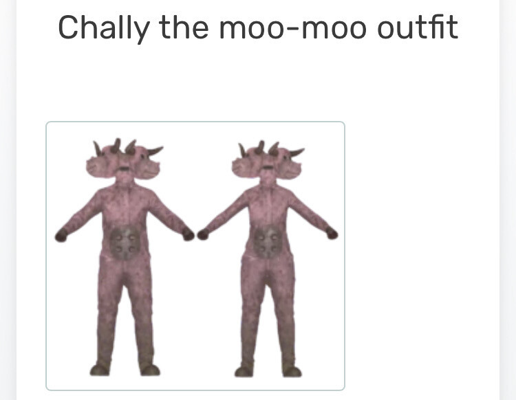 Chally The Moo-Moo Outfit +Mask