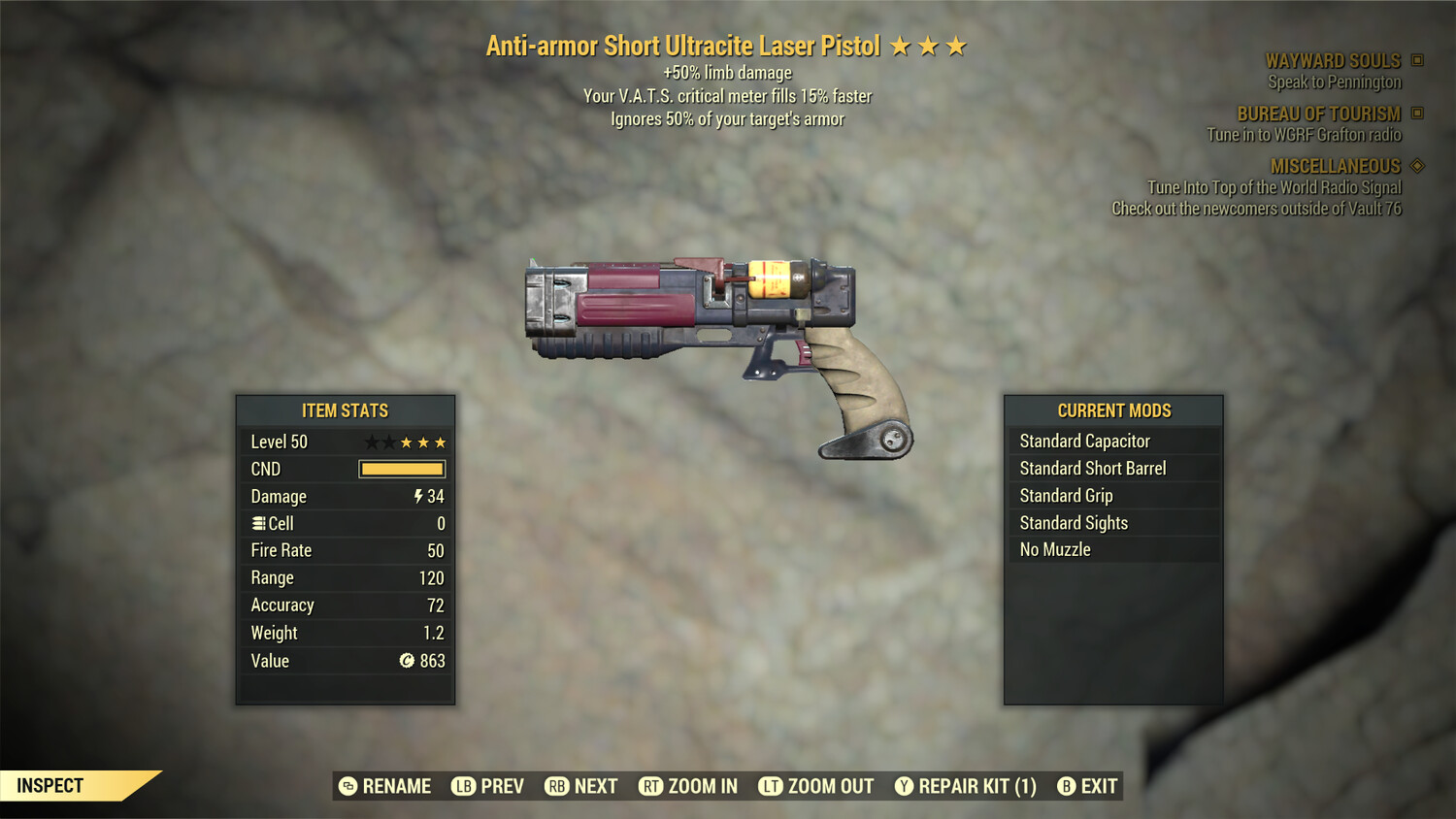 Anti Armor 50/15 Ultracite Laser Pistol/Rifle