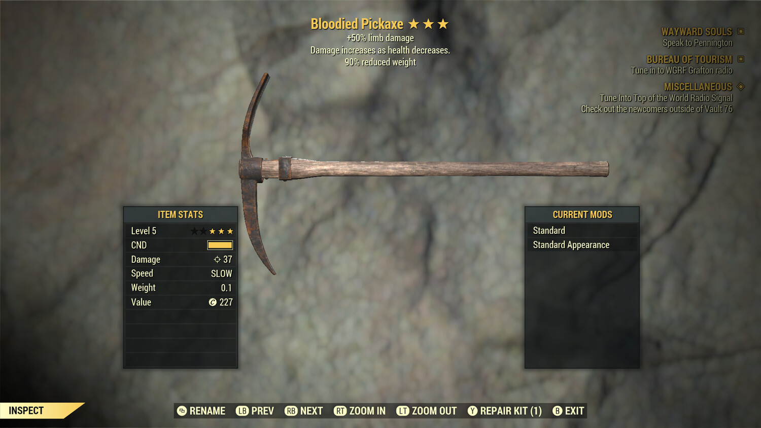 Bloodied 50/90 PickAxe