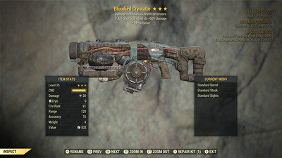 Bloodied 50/1P cryolator Lvl 35