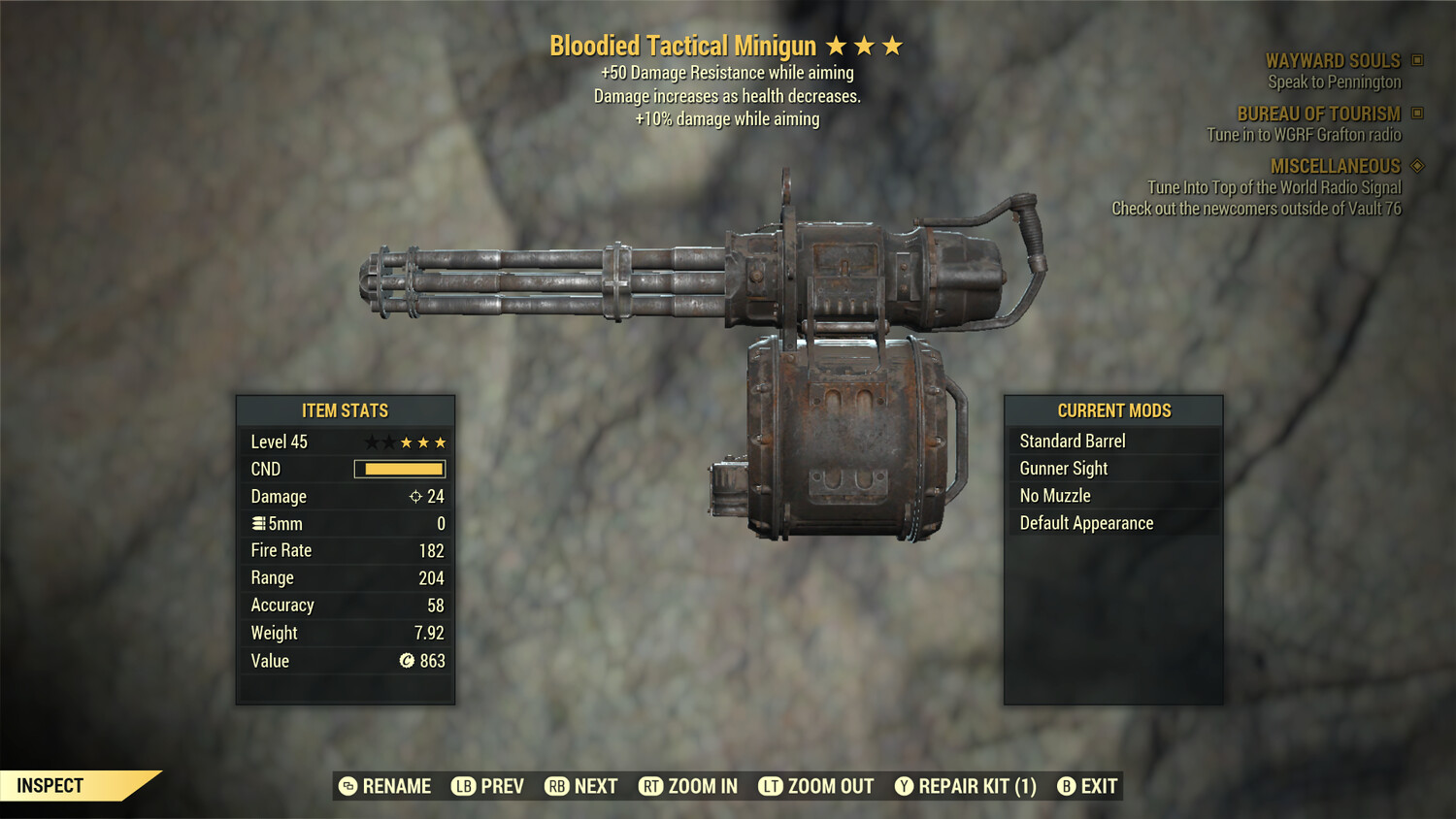 Bloodied 10/50 Minigun